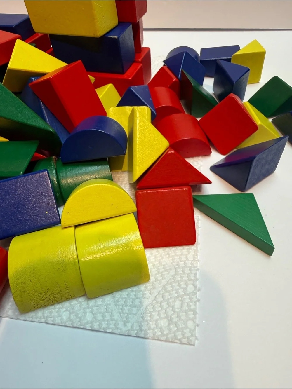 Set of over 100 Multi-Color Wooden Building Blocks